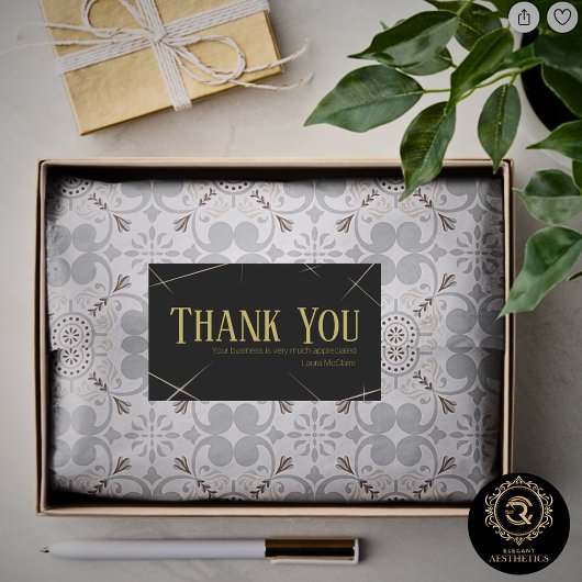 Thank You Business Sticker Black & Gold