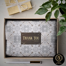 Thank You Business Sticker Brown & Gold