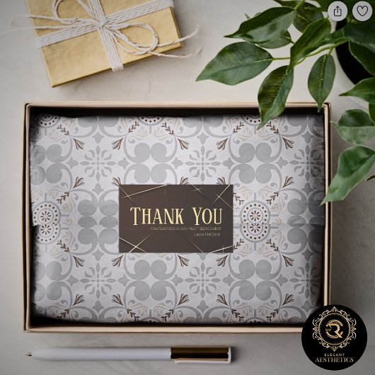 Thank You Business Sticker Brown & Gold