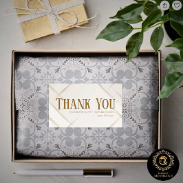 Thank You Business Sticker Ivory & Gold Brown