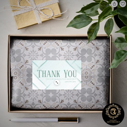 Thank You Business Sticker Mint & Seafoam Green