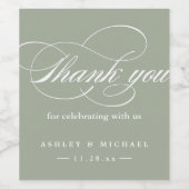 Thank You Calligrafie Script (Bewerkbare Kleur) Wijn Etiket (Enkel label)