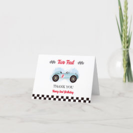 Thank you card 2nd Birthday Too Fast, Vintage Race Bedankkaart