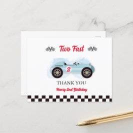 Thank you card 2nd Birthday Too Fast, Vintage Race Briefkaart