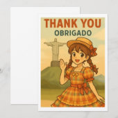 Thank You Card - Brazil Festa Junina Anime Girl Bedankkaart (Voorkant / Achterkant)