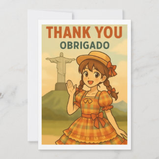 Thank You Card - Brazil Festa Junina Anime Girl Bedankkaart