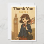 Thank You Card - British Anime Schoolgirl Bedankkaart (Voorkant)
