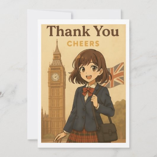 Thank You Card - British Anime Schoolgirl Bedankkaart (Voorkant)