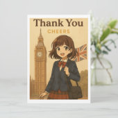 Thank You Card - British Anime Schoolgirl Bedankkaart (Staand voorkant)