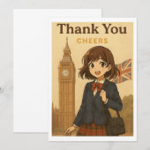 Thank You Card - British Anime Schoolgirl Bedankkaart (Voorkant / Achterkant)