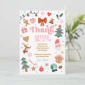 Thank You Card Christmas Birthday Pink Holidays Kaart (Staand voorkant)