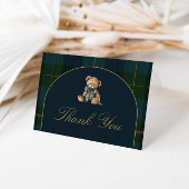 Thank You Card Classic Dark Green + Blue Plaid  Bedankkaart