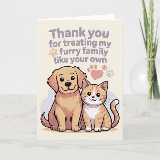 Thank You Card for Pet Sitter or Veterinarian Kaart (Voorkant)