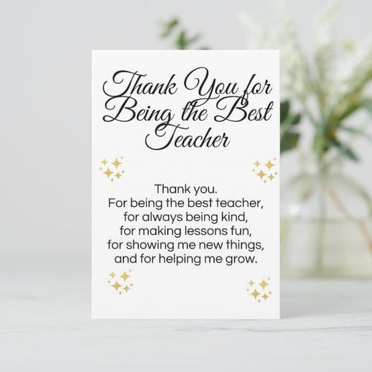 Thank you card for teachers bedankkaart (Staand voorkant)