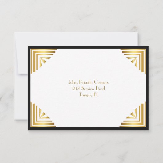 Thank You Card, Great Gatsby, elegant, chique, wit Bedankkaart (Achterkant)