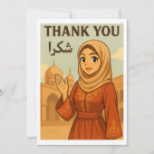 Thank You Card - Hijabi Anime Girl in Arabic Style Bedankkaart (Voorkant)