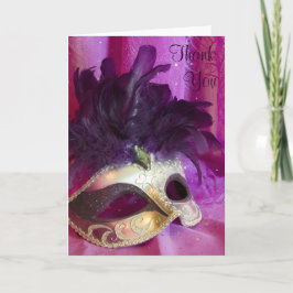 Thank You Card - Paarse Masquerade Masker Bedankkaart