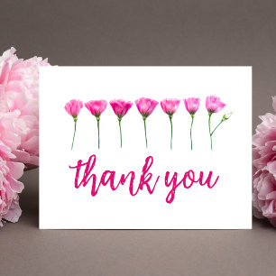 Thank You Card – Roze Bloemen voor 95ste verjaarda Briefkaart