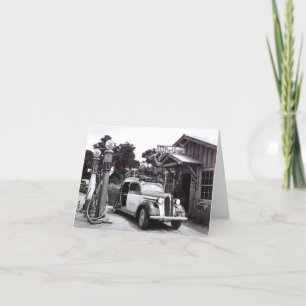 THANK YOU Card Vintage Car Packed For Move Travel Bedankkaart