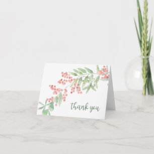 Thank You Card with Branch of Flowers and Leaves Kaart
