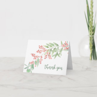 Thank You Card with Branch of Flowers and Leaves Kaart