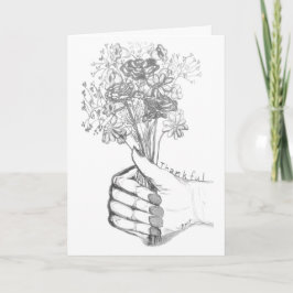 Thank You Card with hand-sketched flower bouquet Kaart