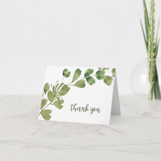 Thank You Card with Watercolor Geranium Leaves Kaart (Voorkant)