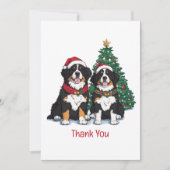 Thank You Christmas Bernese Mountain Dogs Bedankkaart (Voorkant)