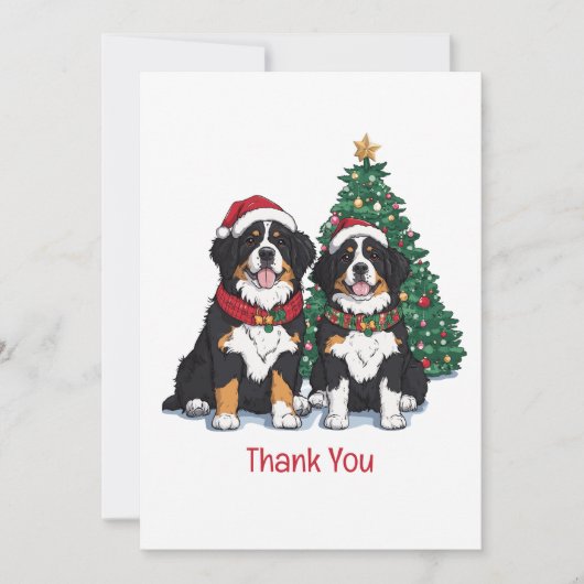 Thank You Christmas Bernese Mountain Dogs Bedankkaart (Voorkant)