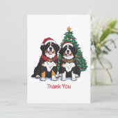 Thank You Christmas Bernese Mountain Dogs Bedankkaart (Staand voorkant)