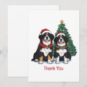 Thank You Christmas Bernese Mountain Dogs Bedankkaart (Voorkant / Achterkant)