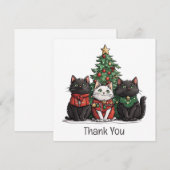 Thank You Christmas Cats Holiday Tree Bedankkaart (Voorkant / Achterkant)