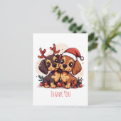 Thank You Christmas Dachshund Dogs Briefkaart (Staand voorkant)