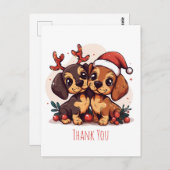 Thank You Christmas Dachshund Dogs Briefkaart (Voorkant / Achterkant)