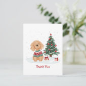 Thank You Christmas Goldendoodle Dog Briefkaart (Staand voorkant)