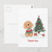 Thank You Christmas Goldendoodle Dog Briefkaart (Voorkant / Achterkant)