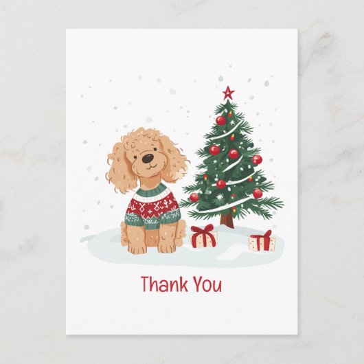 Thank You Christmas Goldendoodle Dog Briefkaart (Voorkant)