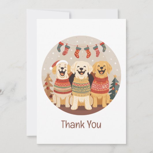 Thank You Christmas Labrador Retriever Dogs Bedankkaart (Voorkant)