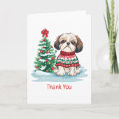 Thank You Christmas Shih Tzu Dog Bedankkaart (Voorkant)