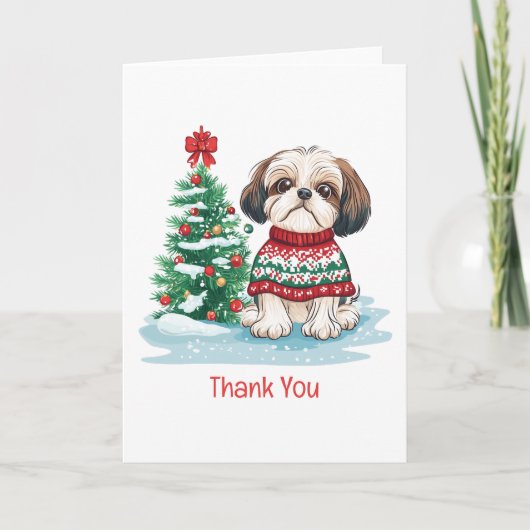 Thank You Christmas Shih Tzu Dog Bedankkaart (Voorkant)