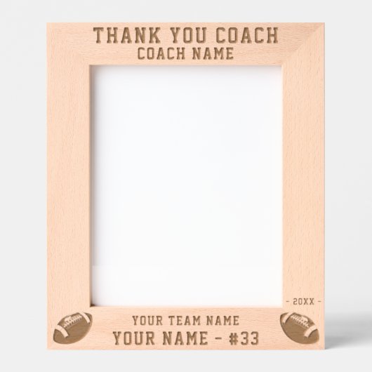 Thank you Coach Football Team Name Sports Gegraveerde Lijstjes (Voorkant)
