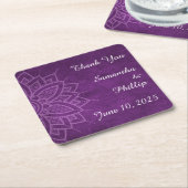 Thank you coaster wedding favor purple kartonnen onderzetters (Schuin)