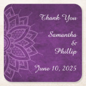 Thank you coaster wedding favor purple kartonnen onderzetters (Voorkant)