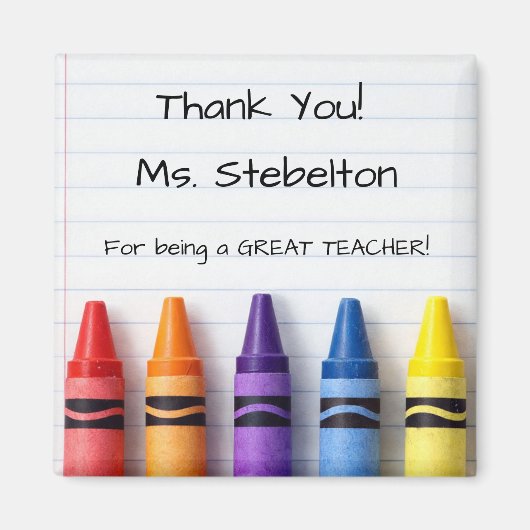 Thank You Crayons Teacher Appreciation Magnet (Voorkant)