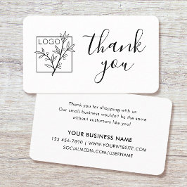 Thank You Custom Logo Modern Script White Visitekaartje