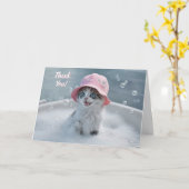 Thank You Cute Happy Kitten in Bubble Bath  Kaart (Gele Bloem)