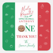 Thank You Cute Meatball First Birthday Party  Vierkante Sticker (Voorkant)
