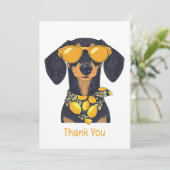 Thank You Dachshund Dog Sunglasses Lemons Bedankkaart (Staand voorkant)