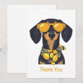 Thank You Dachshund Dog Sunglasses Lemons Bedankkaart (Voorkant / Achterkant)