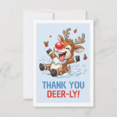 Thank You Deer-ly! Cute Reindeer Christmas Bedankkaart (Voorkant)